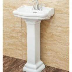 Cheap 💯 Fine Fixtures Roosevelt Pedestal Sink Only, White, 4" Faucet, 18" 👍 -Bathroom Sinks Shop 01710b0b0cdc42db 5198 w800 h800 b0 p0