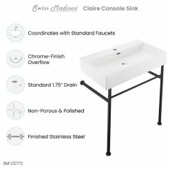 Best deal 🌟 Swiss Madison Claire 30" Console Sink White Basin Black Legs ✔️ -Bathroom Sinks Shop 01919b49023b856e 8741 w800 h800 b1 p0