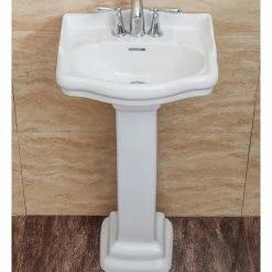 Cheap 💯 Fine Fixtures Roosevelt Pedestal Sink Only, White, 4" Faucet, 18" 👍 -Bathroom Sinks Shop 02a117d10cdc42de 5198 w800 h800 b0 p0
