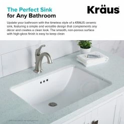 Cheapest ❤️ Kraus USA, Inc. Elavo Ceramic Rectangle Undermount Bathroom Sink, White 🔥 -Bathroom Sinks Shop 0321e36a0254a7b6 6239 w800 h800 b0 p0