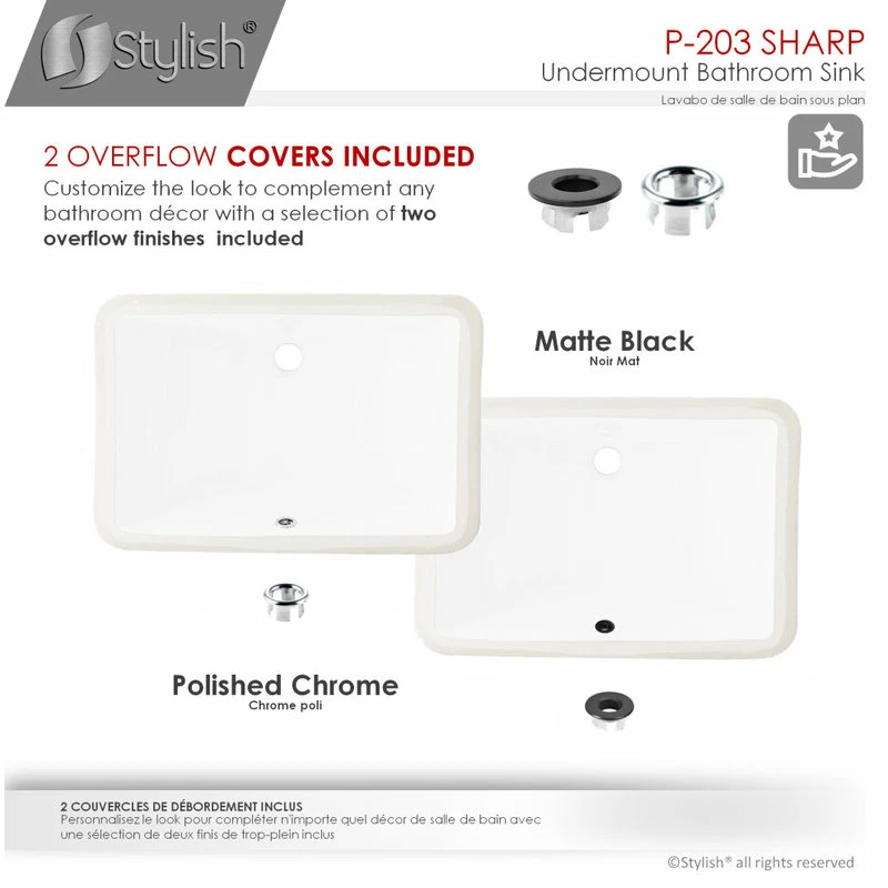 Buy π STYLISH 21" Rectangular Undermount Ceramic Bathroom Sink, 2 Overflow Finishes βοΈ 9 Buy π STYLISH 21" Rectangular Undermount Ceramic Bathroom Sink, 2 Overflow Finishes βοΈ - Image 7