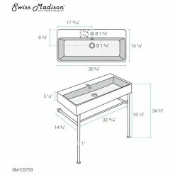 Best deal ๐ Swiss Madison Carre 36" Ceramic Console Sink White Basin Black Legs ๐ 21 Best deal ๐ Swiss Madison Carre 36" Ceramic Console Sink White Basin Black Legs ๐ -Bathroom Sinks Shop 0551d56c023b824a 8598 w800 h800 b1 p0