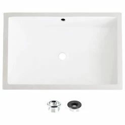 Best deal โจ Stylish 24" Rectangular Undermount Ceramic Bathroom Sink With 2 Overflow Finishe ๐