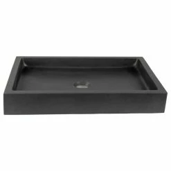 Outlet 🛒 Eden Bath - Vessel Sinks Modern Black Lava Stone Rectangular Bathroom Vessel Sink, 22"x16" ✨