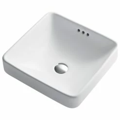 Discount ✔️ Kraus USA, Inc. Elavo Ceramic Square Semi-Recessed White Sink 💯 -Bathroom Sinks Shop 0951437f0254a7ad 6289 w800 h800 b1 p0