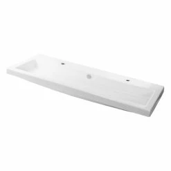 Promo 🎉 Tecla Large Rectangular Ceramic Wall Mounted, Or Built-In Sink, Two Holes 🔥