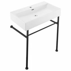 Best deal 🌟 Swiss Madison Claire 30" Console Sink White Basin Black Legs ✔️ -Bathroom Sinks Shop 0d71eb55023b8568 8741 w800 h800 b1 p0