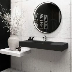 Deals 👏 Castello USA Juniper Bathroom Vanity Top, Black, 48", Center Basin, Standard ⌛ -Bathroom Sinks Shop 0ef13b630f74ef0b 3973 w800 h800 b0 p0