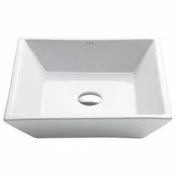 Outlet 🔥 Kraus USA, Inc. Elavo Ceramic Square Vessel White Sink 🎉