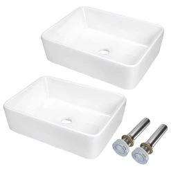 Wholesale 🌟 Yescom Aquaterior 2 Pack Rectangle Porcelain Above Counter Vessel Sink Ceramic Basin 🤩