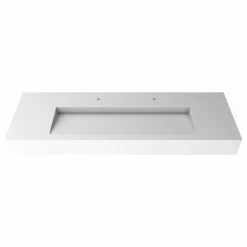 Discount 👍 Castello USA Pyramid Solid Surface Bathroom Vanity Top, White, 60", Standard 😀