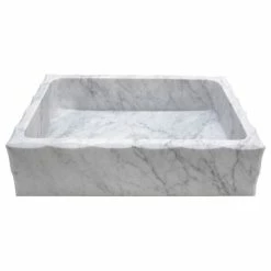 Top 10 🥰 Eden Bath - Vessel Sinks Rustic White Carrara Marble Rectangular Bathroom Vessel Sink, 20"x15" 🤩