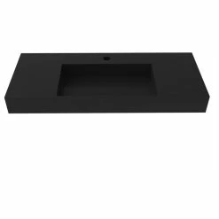 Deals 👏 Castello USA Juniper Bathroom Vanity Top, Black, 48", Center Basin, Standard ⌛