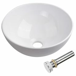 Best reviews of 🌟 Yescom 12" Vessel Sink Above Counter Washing Basin Bathroom Porcelain Sink With Drain 💯