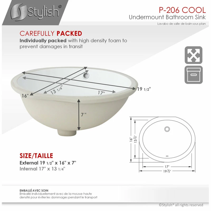 Best deal 𧨠STYLISH 19" Oval Undermount Ceramic Bathroom Sink With 2 Overflow Finishes π 9 Best deal 𧨠STYLISH 19" Oval Undermount Ceramic Bathroom Sink With 2 Overflow Finishes π - Image 7