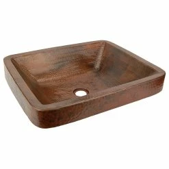Hot Sale 🌟 Premier Copper Products 19" Rectangle 👗 Skirted Vessel 🔨 Hammered Copper Sink, Oil Rubbed Bronze 👍