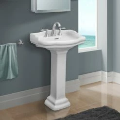 Cheap ๐ฏ Fine Fixtures Roosevelt Pedestal Sink Only, White, 4" Faucet, 18" ๐
