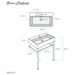 Buy 🥰 Swiss Madison Claire 24" Ceramic Console Sink White Basin Chrome Legs 👍 -Bathroom Sinks Shop 2701dd09023b8004 8492 w800 h800 b1 p0