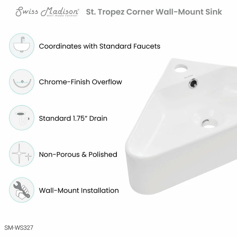 Deals ๐ Swiss Madison St Tropez Corner Wall Hung Sink ๐ฅ 8 Deals ๐ Swiss Madison St Tropez Corner Wall Hung Sink ๐ฅ - Image 6