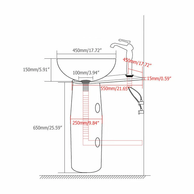 Brand new ✔️ Homary Vintage 22" Freestanding Bathroom Sink, Kaolin Clay, Antique Brass, No Faucet ✨ 6 Brand new ✔️ Homary Vintage 22" Freestanding Bathroom Sink, Kaolin Clay, Antique Brass, No Faucet ✨ - Image 4