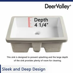 Buy ⌛ DeerValley White Ceramic Rectangular Lavatory Undermount Bathroom Sink With Overflow 🎁 -Bathroom Sinks Shop 28e1ea6b024cfdb9 8813 w800 h800 b0 p0