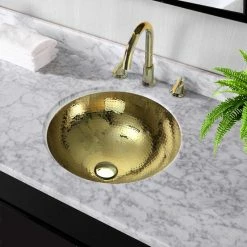 Best Pirce 😉 Nantucket Sinks 16.5" 🔨 Hammered Brass Round Undermount Bathroom Sink, Brass 🎁 -Bathroom Sinks Shop 295106fb0282c0bf 1789 w800 h800 b0 p0