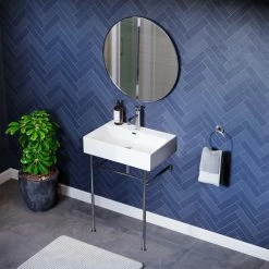 Buy 🥰 Swiss Madison Claire 24" Ceramic Console Sink White Basin Chrome Legs 👍 -Bathroom Sinks Shop 2bf1fe40023b8001 8492 w800 h800 b0 p0