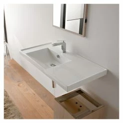 Deals 🔥 Scarabeo Ceramiche Rectangular White Ceramic Self Rimming Or Wall Mounted Bathroom Sink, One Hole 🎁 -Bathroom Sinks Shop 2c51bc8202f40b33 6444 w800 h800 b0 p0