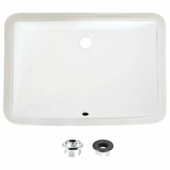 Buy 🔔 STYLISH 21" Rectangular Undermount Ceramic Bathroom Sink, 2 Overflow Finishes ✔️