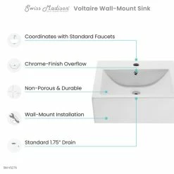 Coupon 🎁 Swiss Madison Voltaire 18" Square Ceramic Wall Hung Sink 😍 -Bathroom Sinks Shop 2d71cf6901e6dbb8 7255 w800 h800 b1 p0