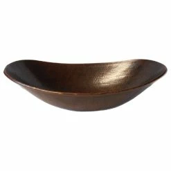 Cheapest ๐ SimplyCopper 18" Oval Copper Bathroom Sink Canoa "Sleigh" Style In Brushed Sedona โญ