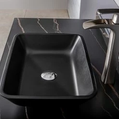 Best Pirce ✔️ Vinnova Glass Rectangular Vessel Bathroom Sink Without Faucet, Matted Black 👏 -Bathroom Sinks Shop 302120f6009c4524 4281 w800 h800 b0 p0