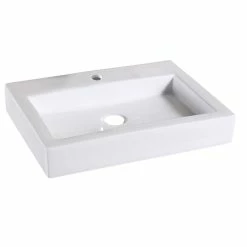 Hot Sale 🎉 Luxier CS-021 Rectangular Bathroom Ceramic Vessel Sink Art Basin In White 🎁