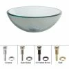 Brand new 🌟 Kraus USA, Inc. Clear 14" Glass Vessel Bathroom Sink, PU Drain, Mounting Ring, Chrome 👏