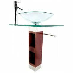 Best reviews of 🌟 Renovators Supply Manufacturing Rectangle Glass/Wood Bathroom Pedestal Sink With Chrome Faucet, Drain, Towel Bar 🔔 -Bathroom Sinks Shop 35e119140f3bfc23 9862 w800 h800 b1 p0