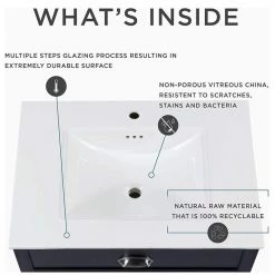 Hot Sale 💯 Maykke Brighton Rectangle Sink Top, White Ceramic, 25", 8" Widespread Faucet Hole 🔔 -Bathroom Sinks Shop 377183590aa6ce29 0979 w800 h800 b1 p0