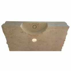 New ❤️ TashMart Chiseled Rectangular Natural Stone Vessel Sink, Light Travertine 🥰 -Bathroom Sinks Shop 39c1884f030cf024 2678 w800 h800 b1 p0