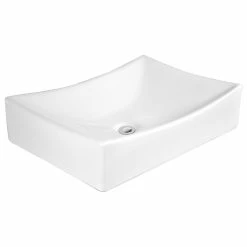 Coupon ๐ Eisen Home Havasu White Ceramic Rectangular Vessel Bathroom Sink, Pop Up Drain ๐