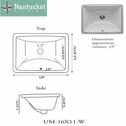 Outlet ⭐ Nantucket Sinks 16"x11" Undermount Ceramic Sink, White 😍 -Bathroom Sinks Shop 404191b5021e3b3f 9545 w800 h800 b1 p0
