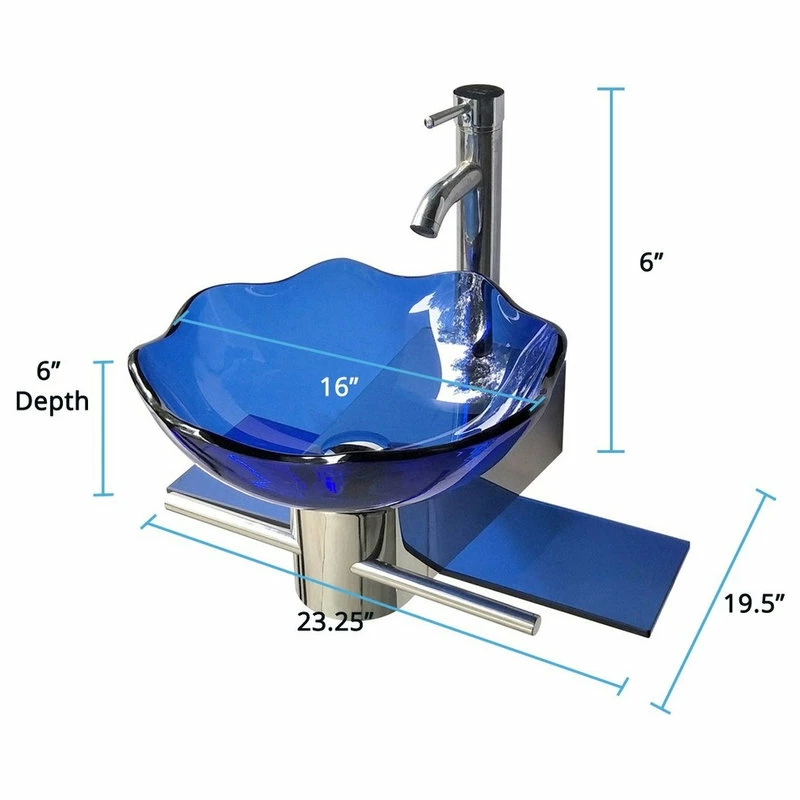 Best reviews of ๐ Renovators Supply Manufacturing Blue Glass Wall Mount Sink Lotus Design With Chrome Faucet, Drain And Towel Bar ๐งจ 7 Best reviews of ๐ Renovators Supply Manufacturing Blue Glass Wall Mount Sink Lotus Design With Chrome Faucet, Drain And Towel Bar ๐งจ - Image 5