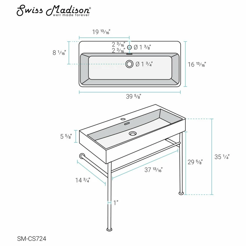 Best Sale ๐ Swiss Madison Claire 40" Ceramic Console Sink White Basin Gold Legs ๐ฅ 12 Best Sale ๐ Swiss Madison Claire 40" Ceramic Console Sink White Basin Gold Legs ๐ฅ - Image 10
