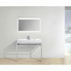 Discount ✔️ KubeBath Haus Stainless Steel Console With White Acrylic Sink, Chrome, 40'' ⌛ -Bathroom Sinks Shop 44a104a10db669f2 3038 w800 h800 b0 p0