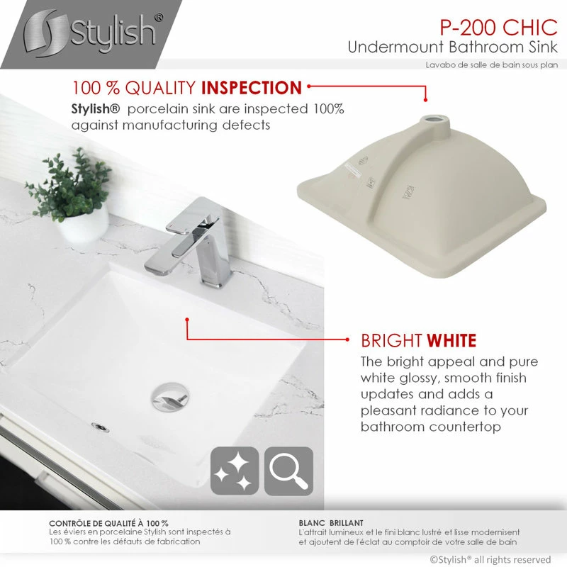 Best Sale ✨ STYLISH 20" Porcelain Rectangular Undermount Bathroom Sink With Overflow ⌛ 7 Best Sale ✨ STYLISH 20" Porcelain Rectangular Undermount Bathroom Sink With Overflow ⌛ - Image 5