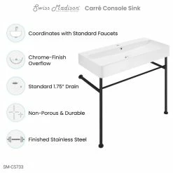 Best deal ๐ Swiss Madison Carre 36" Ceramic Console Sink White Basin Black Legs ๐ 18 Best deal ๐ Swiss Madison Carre 36" Ceramic Console Sink White Basin Black Legs ๐ -Bathroom Sinks Shop 490174fc023b8247 8598 w800 h800 b1 p0