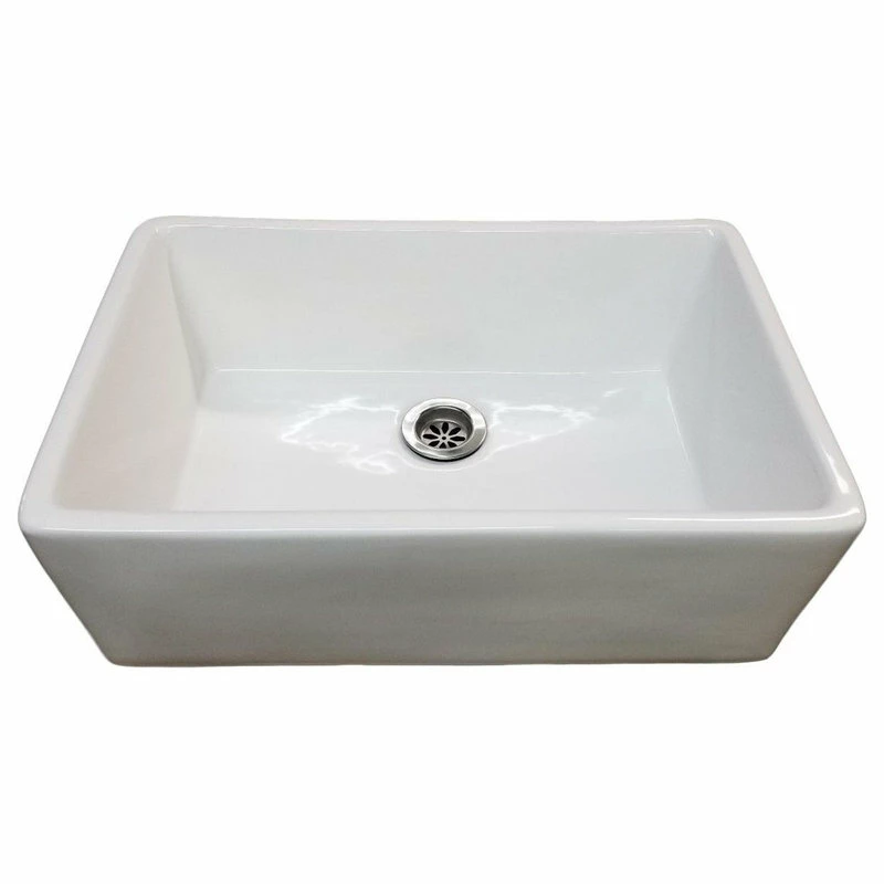 Wholesale ❤️ Unbranded 24" White Fireclay Farmhouse Apron Studio Bathroom Sink With Drain Kit ⌛ 4 Wholesale ❤️ Unbranded 24" White Fireclay Farmhouse Apron Studio Bathroom Sink With Drain Kit ⌛ - Image 2