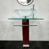 Best reviews of 🌟 Renovators Supply Manufacturing Rectangle Glass/Wood Bathroom Pedestal Sink With Chrome Faucet, Drain, Towel Bar 🔔 -Bathroom Sinks Shop 4e61f3ba03ad73cb 9862 w800 h800 b0 p0