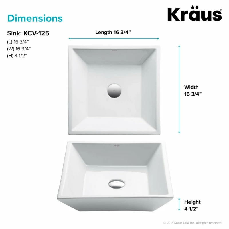 Outlet ๐ฅ Kraus USA, Inc. Elavo Ceramic Square Vessel White Sink ๐ 7 Outlet ๐ฅ Kraus USA, Inc. Elavo Ceramic Square Vessel White Sink ๐ - Image 5