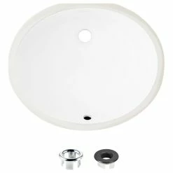 Best deal 🧨 STYLISH 19" Oval Undermount Ceramic Bathroom Sink With 2 Overflow Finishes 👏