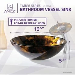 Deals ⌛ ANZZI Timbre Series Deco-Glass Vessel Sink With Waterfall Faucet 👍 -Bathroom Sinks Shop 51e137d10c3fc183 6888 w800 h800 b0 p0
