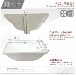 Best reviews of 🥰 STYLISH 18" Rectangular Undermount Ceramic Ceramic Bathroom Sink With 2 Finishes ❤️ -Bathroom Sinks Shop 52c1a84b0209d552 1819 w800 h800 b1 p0